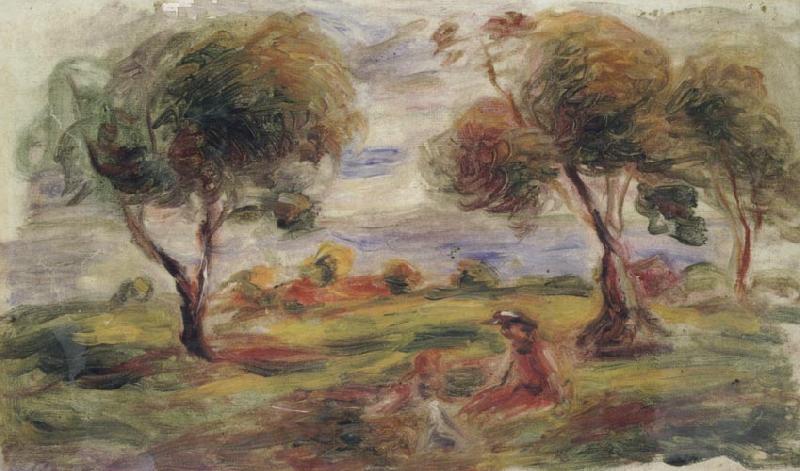 Pierre Renoir Landscape with Figures at Cagnes oil painting image